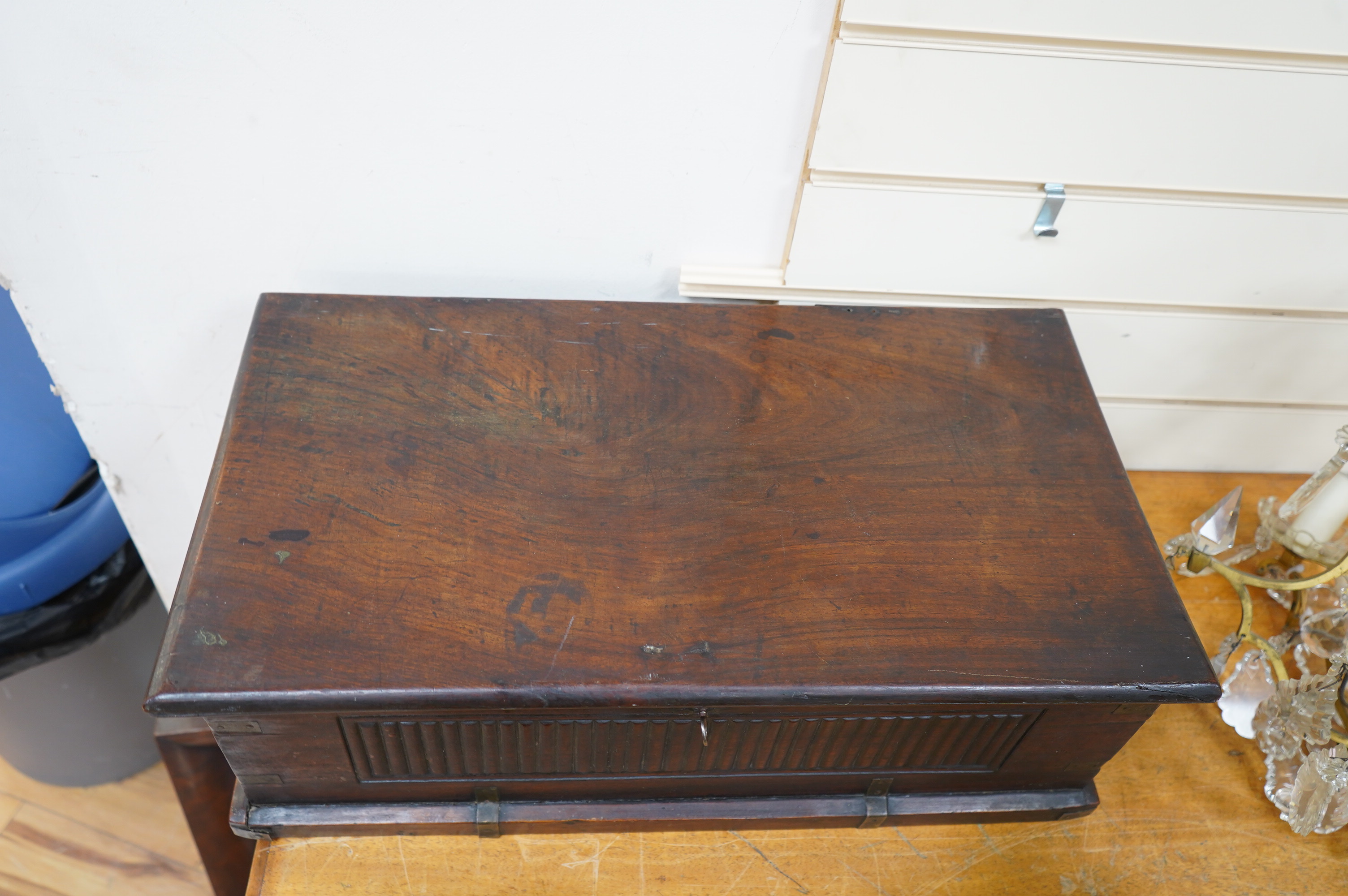 An early 19th century rosewood Indo-colonial bible box, 56cm wide. Condition - fair